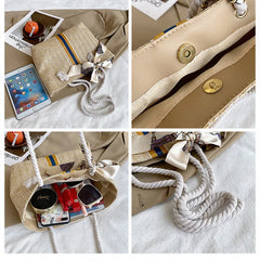 Summer Autumn Straw Tote Bag Women Large Capacity Portable Shoulder Bags