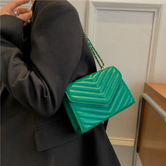 Women's Chain Crossbody Bag Pu Leather Small Square Shoulder Handbag