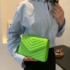 Women's Chain Crossbody Bag Pu Leather Small Square Shoulder Handbag