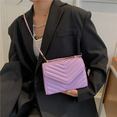 Women's Chain Crossbody Bag Pu Leather Small Square Shoulder Handbag