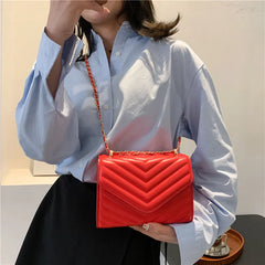 Women's Chain Crossbody Bag Pu Leather Small Square Shoulder Handbag