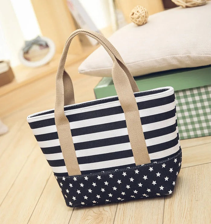 Striped Canvas Beach Bag Large Tote Shoulder Handbag Women Travel Casual SD-064