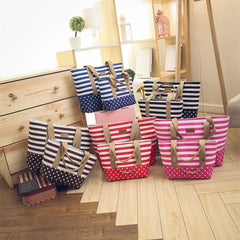 Striped Canvas Beach Bag Large Tote Shoulder Handbag Women Travel Casual SD-064