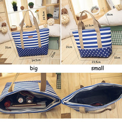 Striped Canvas Beach Bag Large Tote Shoulder Handbag Women Travel Casual SD-064