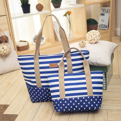 Striped Canvas Beach Bag Large Tote Shoulder Handbag Women Travel Casual SD-064