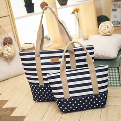 Striped Canvas Beach Bag Large Tote Shoulder Handbag Women Travel Casual SD-064