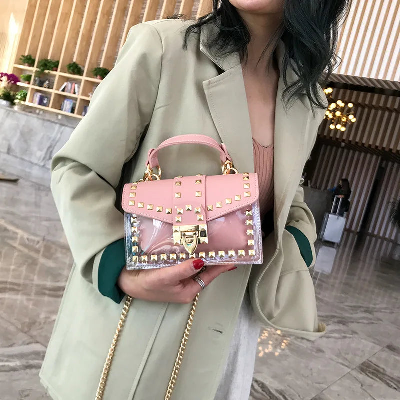 Summer Beach Clear Composite Bags Women PVC Chain Small Square Bag