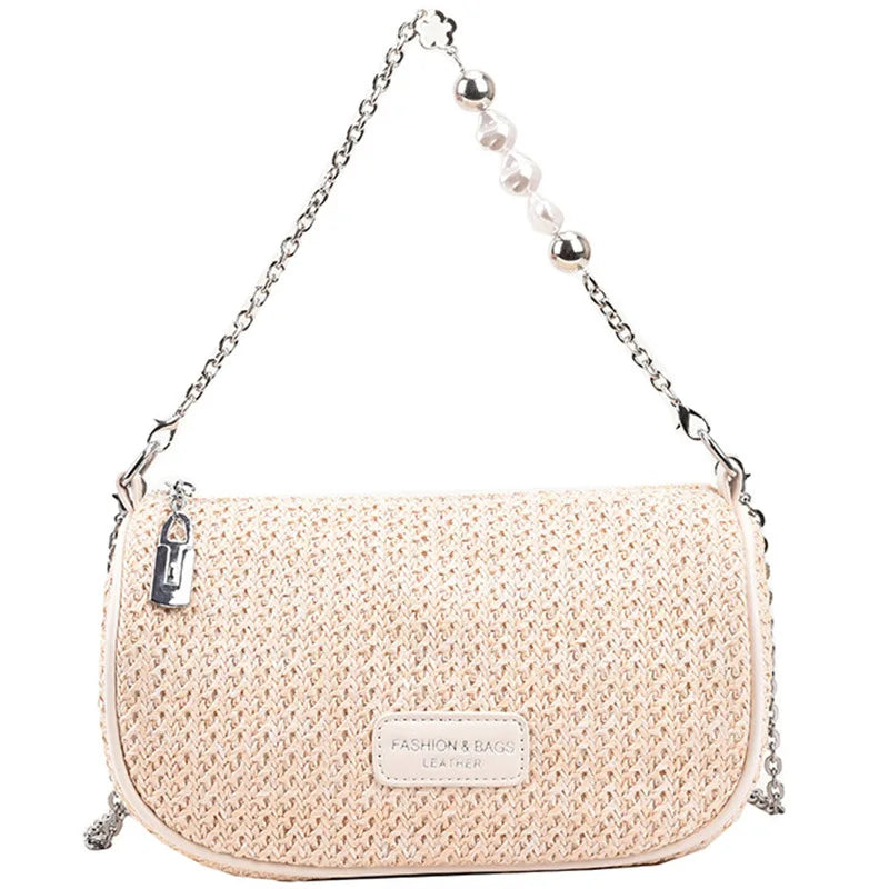 Summer Beach Shoulder Bag for Women Crossbody Straw Handbag