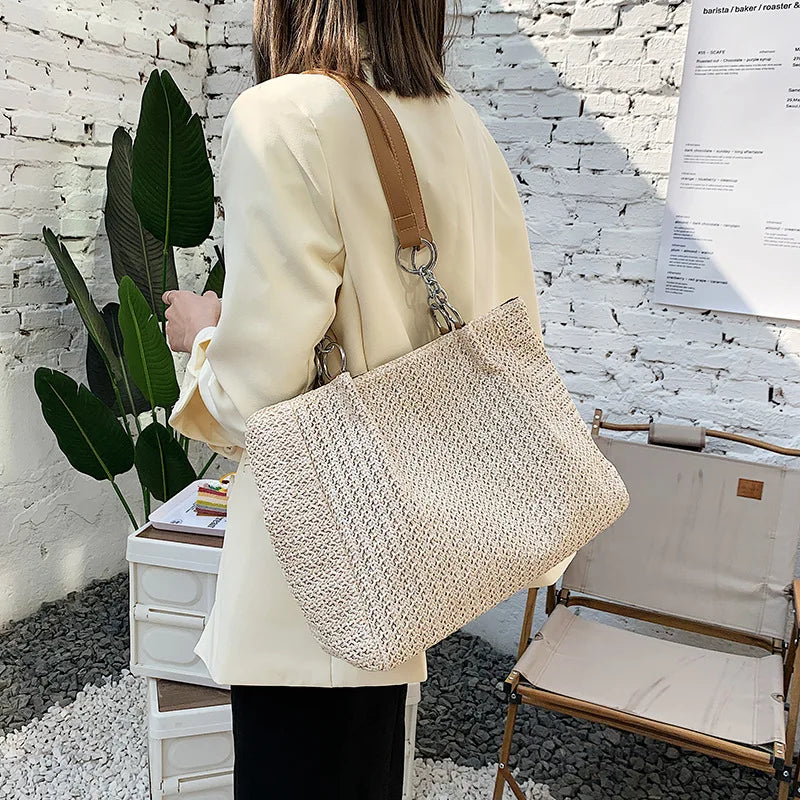 Summer Beach Straw Shoulder Bags for Women Large Capacity Woman Handbags