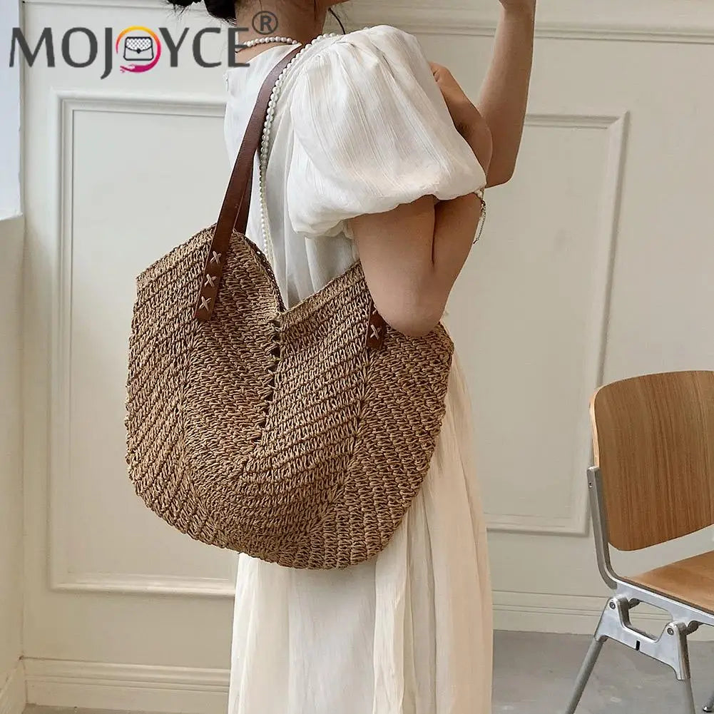 Summer Beach Vacation Women's Straw Hand Woven Tote Bag