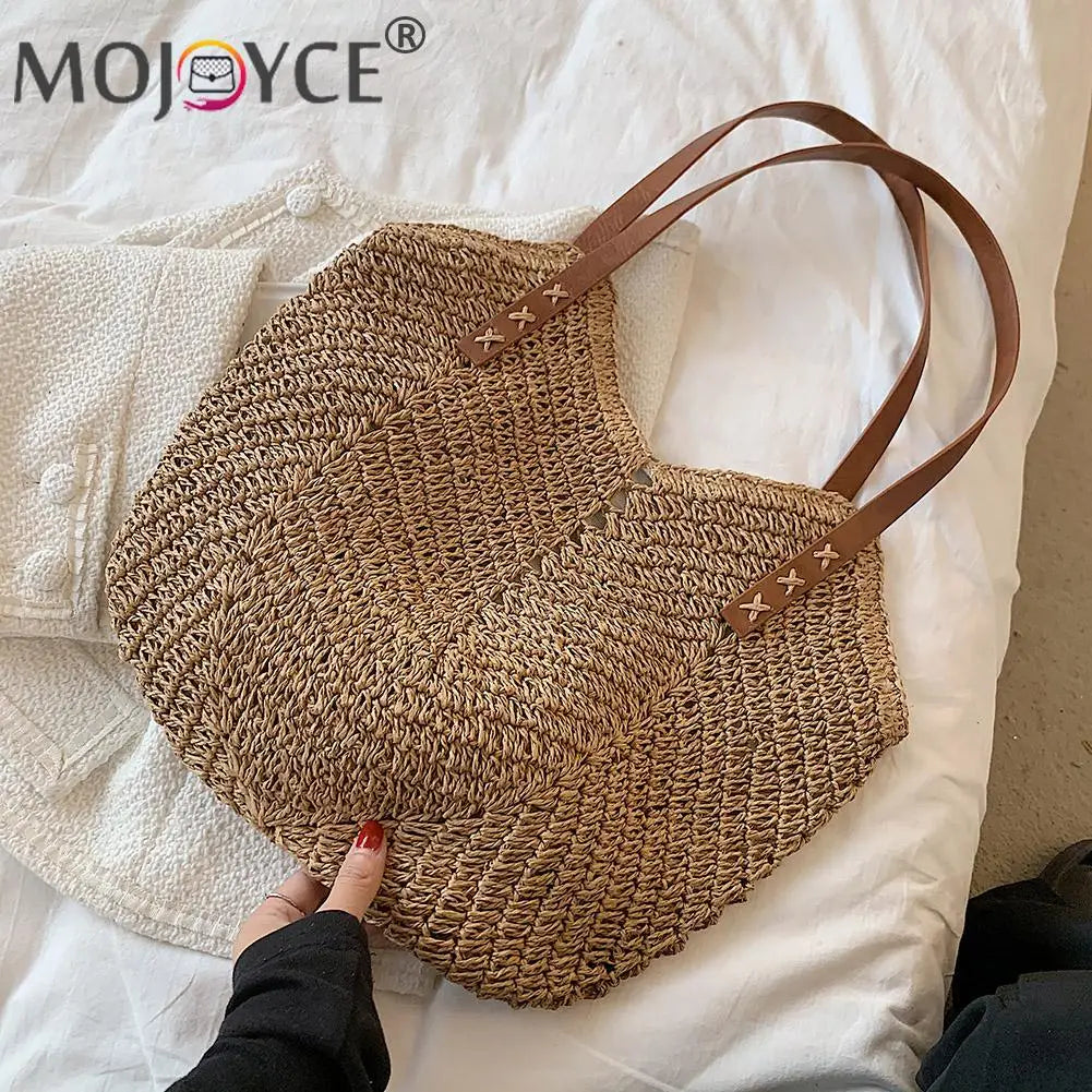 Summer Beach Vacation Women's Straw Hand Woven Tote Bag