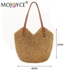 Summer Beach Vacation Women's Straw Hand Woven Tote Bag