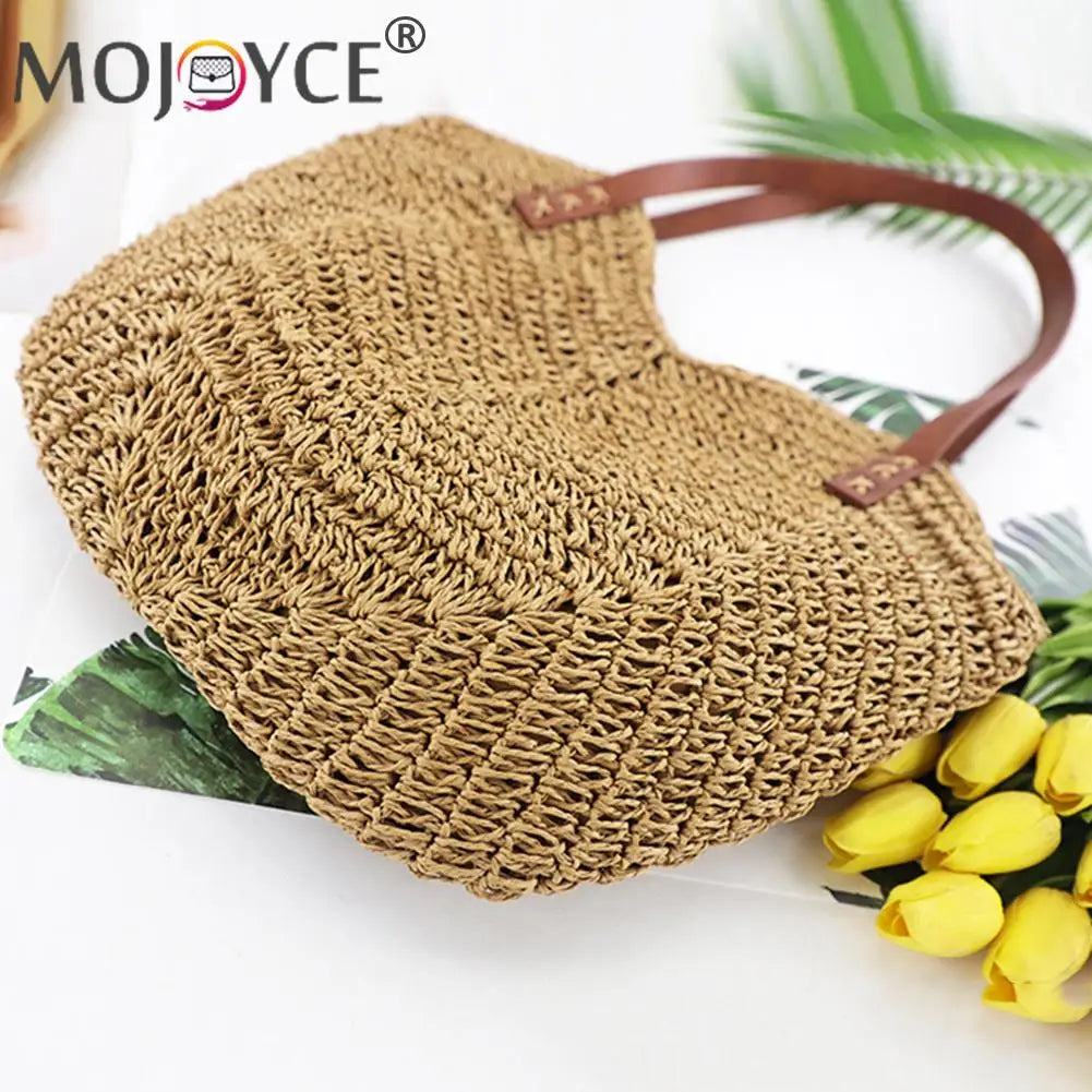 Summer Beach Vacation Women's Straw Hand Woven Tote Bag