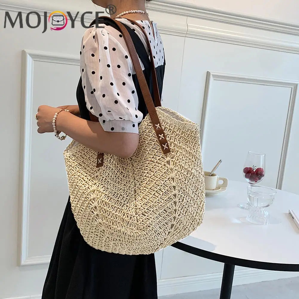 Summer Beach Vacation Women's Straw Hand Woven Tote Bag