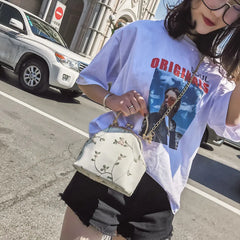 Summer Embroidered Shoulder Bag Retro Metal Handbag Crossbody Bags