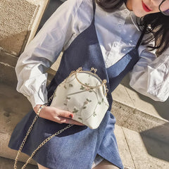 Summer Embroidered Shoulder Bag Retro Metal Handbag Crossbody Bags
