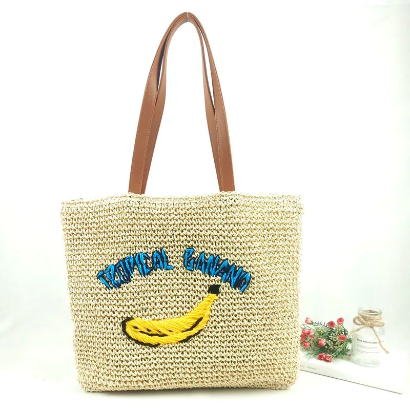 Summer Bohemia Shoulder Bags Large Beach Tote Handbags Straw Bag for Women