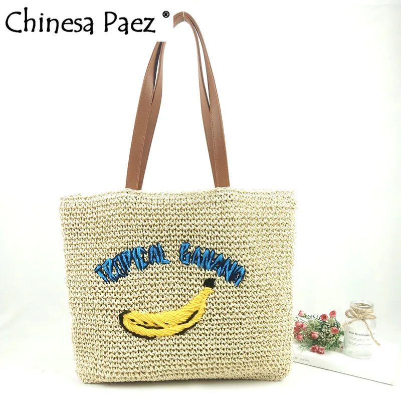 Summer Bohemia Shoulder Bags Large Beach Tote Handbags Straw Bag for Women