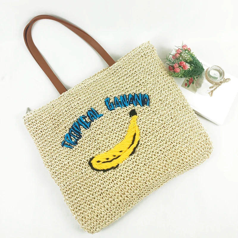 Summer Bohemia Shoulder Bags Large Beach Tote Handbags Straw Bag for Women