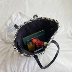 Boho Straw Shoulder Bag Rattan Beach Tote Large Capacity Handbag