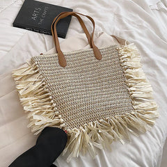 Women's Braided Tassel Shoulder Bag for Summer Travel