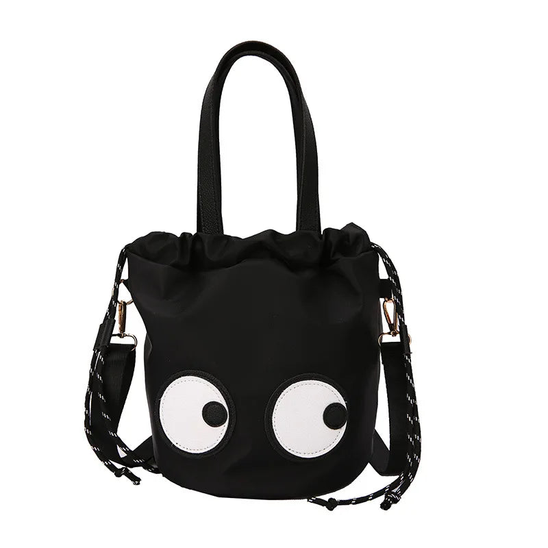 Summer Bucket Bags for Women Casual Tote Bag Nylon Big Eyes Shoulder Bag