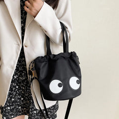 Summer Bucket Bags for Women Casual Tote Bag Nylon Big Eyes Shoulder Bag