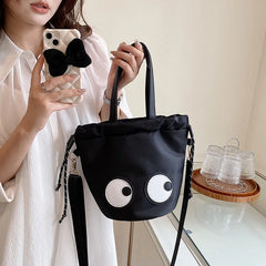 Summer Bucket Bags for Women Casual Tote Bag Nylon Big Eyes Shoulder Bag