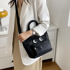 Summer Bucket Bags for Women Casual Tote Bag Nylon Big Eyes Shoulder Bag