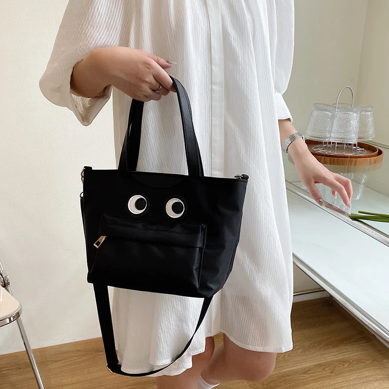 Summer Bucket Bags for Women Casual Tote Bag Nylon Big Eyes Shoulder Bag