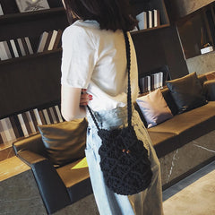 Summer Bucket Crossbody Shoulder Bags Cotton Linen Travel Beach Bag Purse