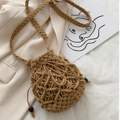 Summer Bucket Crossbody Shoulder Bags Cotton Linen Travel Beach Bag Purse