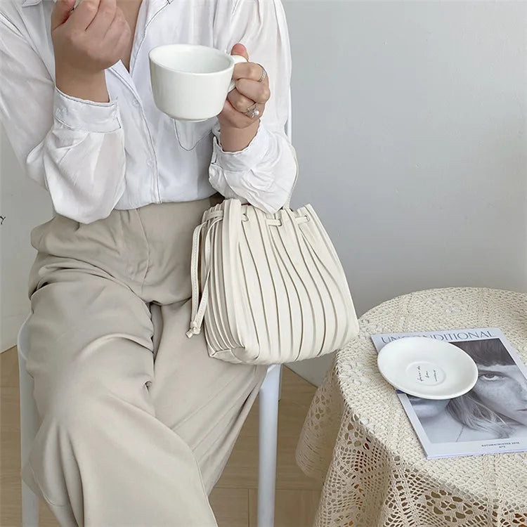 Summer Bucket Pouch Handbags Women Leather Bags Shoulder Girl