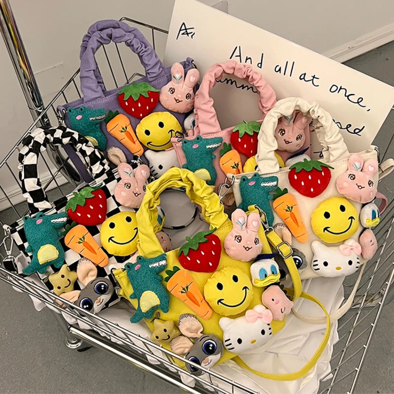 Summer Canvas Bags for Women Funny Cartoon Tote Bag