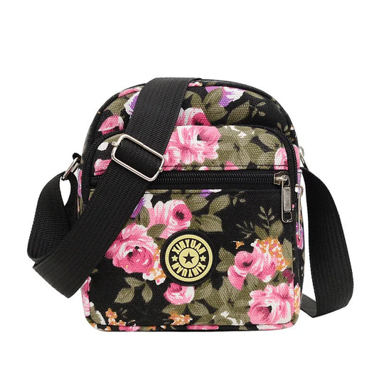 Summer Canvas Diagonal Women's Shoulder Bags Floral Cloth Bags