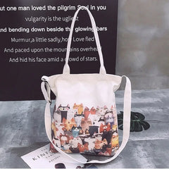 Summer Cartoon Messenger Canvas Shoulder Bag Women's School Bag