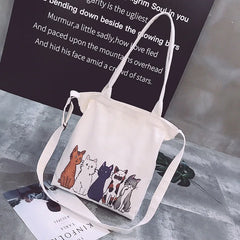Summer Cartoon Messenger Canvas Shoulder Bag Women's School Bag