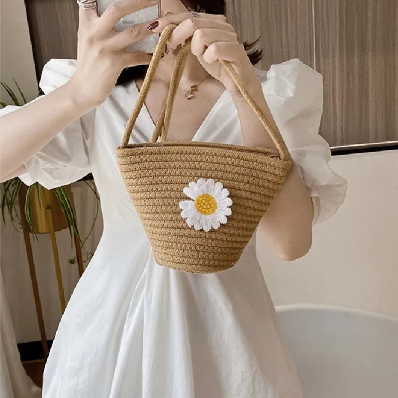 Summer Daisy Flower Shoulder Bag Lightweight Beach Crossbody Purse