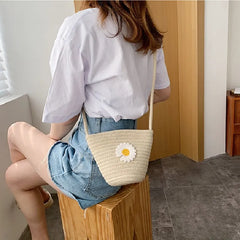 Summer Daisy Flower Shoulder Bag Lightweight Beach Crossbody Purse