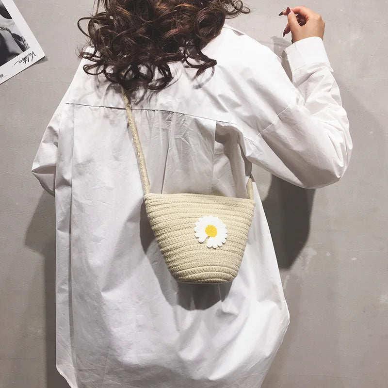 Summer Daisy Flower Shoulder Bag Lightweight Beach Crossbody Purse