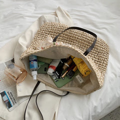 Straw Woven Underarm Shoulder Tote Bags & Scarf for Women