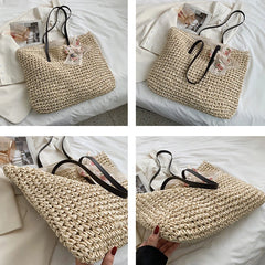 Straw Woven Underarm Shoulder Tote Bags & Scarf for Women