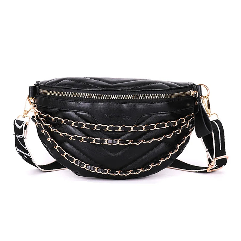 Summer Chain Waist Bag Woman Fanny pack Phone Pack Leather Shoulder Crossbody Ch