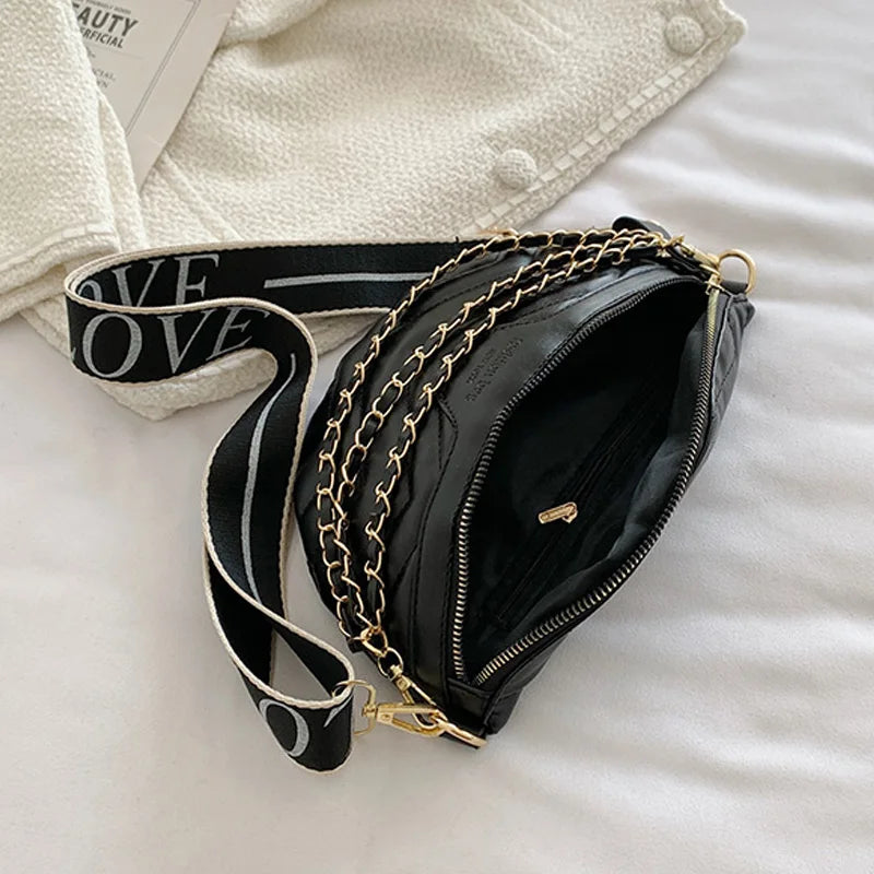 Summer Chain Waist Bag Woman Fanny pack Phone Pack Leather Shoulder Crossbody Ch