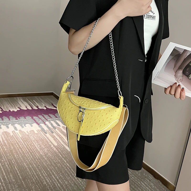 Leather Summer Waist Bag Ladies Saddle Fanny Pack Crossbody Chest Bag