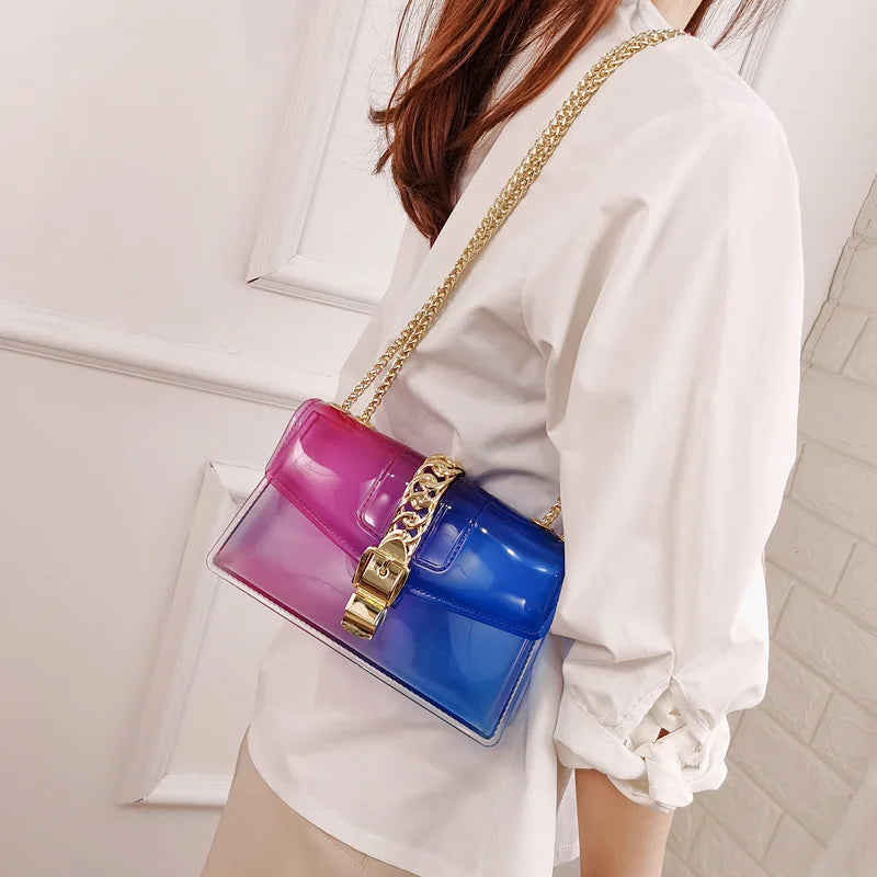 Clear Transparent Jelly Bag Candy Colors Rainbow Crossbody Bag