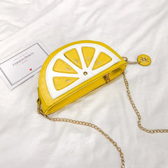 Summer Funny Fruit Printed PU Messenger Bag Women Zipper Chain Shoulder Bags