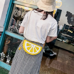 Summer Funny Fruit Printed PU Messenger Bag Women Zipper Chain Shoulder Bags