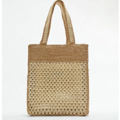 Summer Crochet Handbag Women's bag contrast hand woven shopping bag