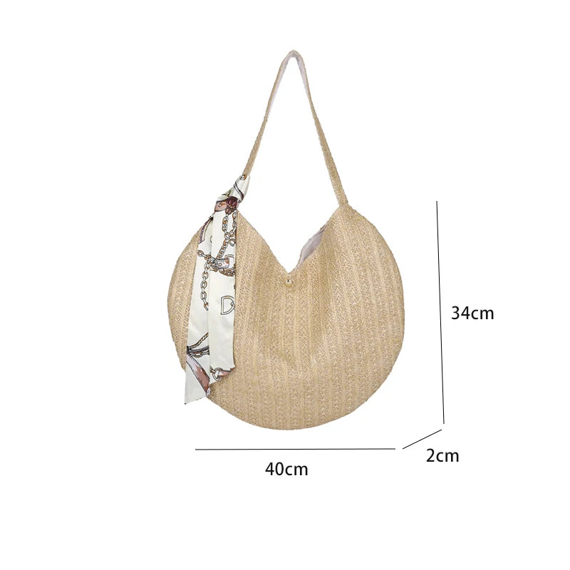 Summer Ladies Straw Woven Beach Handbag Top-Handle Shoulder Bag K205